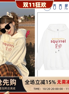 日本offcat美式字母连帽加绒卫衣外套女2025秋季新款韩系百搭宽松
