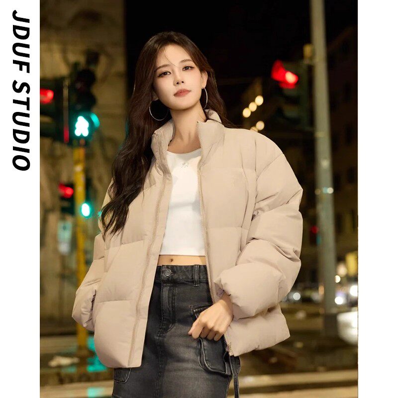 日本offcat李一桐同款羽绒服女冬韩版宽松加厚保暖面包服外套短款