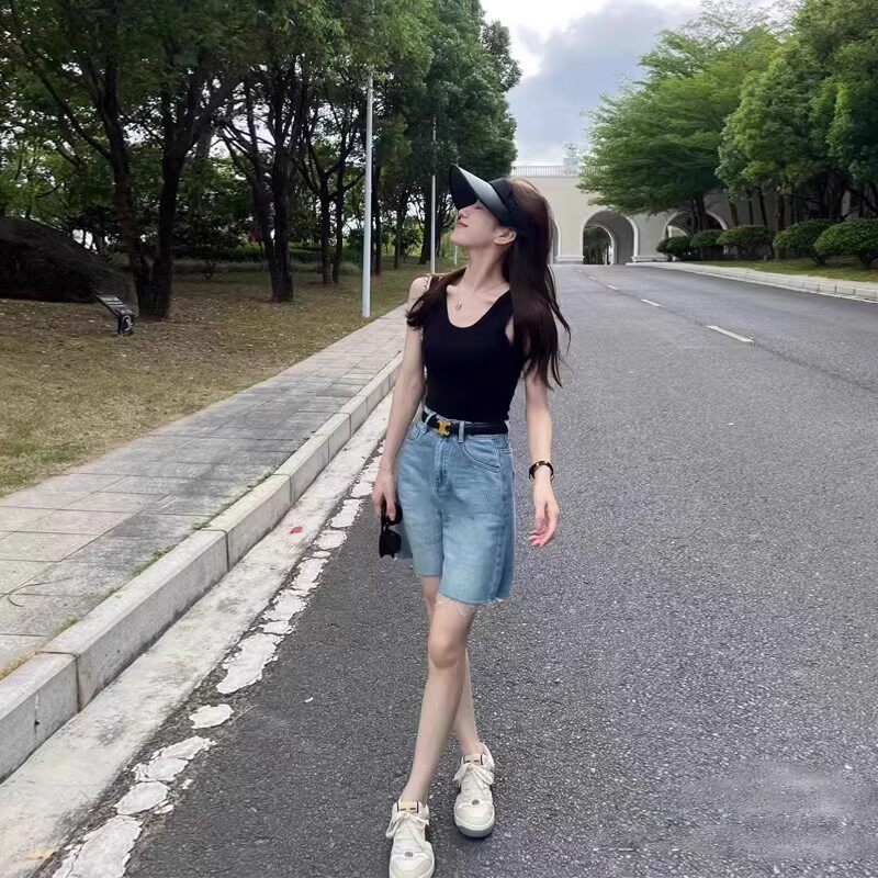 日本GP新款牛仔短裤女士夏季薄款潮牌高腰宽松显瘦休闲女五分裤子