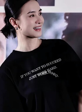 日本offcat宋佳同款黑色t恤短袖2025夏季新款女装宽松高级上衣服