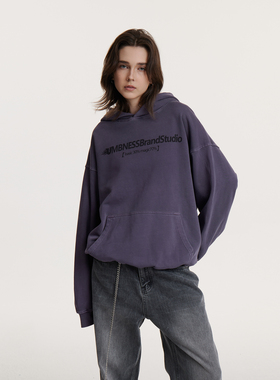 UMBNESS 原创情侣款帽衫外套重磅基础百搭宽松做旧复古连帽卫衣