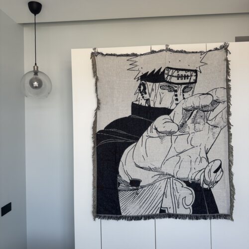 火影忍者佩恩天道挂毯 黑白漫画风动漫周边宿舍卧室装饰