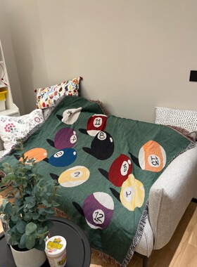 美国斯图西台球 8 ball 潮流毛毯 地毯