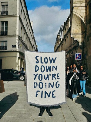 SLOW DOWN YOU ARE DOING FINE 欧美励志治愈系挂毯卧室博主ins