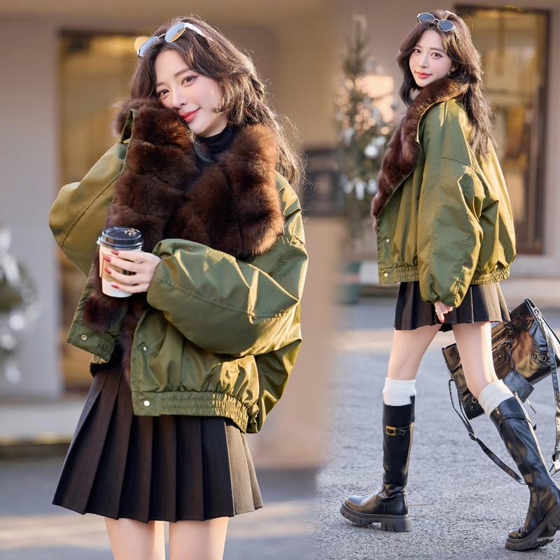 2025年冬季新款羽绒服女短款小个子加厚保暖白鹅绒派克服皮草外套
