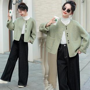 短款小香风双面羊毛大衣女秋冬2024新款高级感加厚毛呢外套小个子