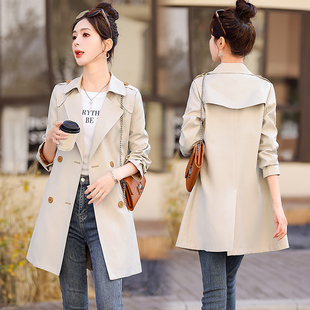 休闲风衣女中长款外套高级感2025春秋小个子英伦风气质大衣西装领