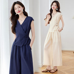 时尚阔腿裤裙套装2025年新款女夏季高端减龄洋气质漂亮一整套休闲