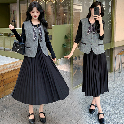 轻奢高级感法式马甲连衣裙套装