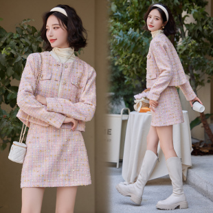 时尚小香风短裙套装女春秋新款爆款名媛气质富家千金套装裙轻熟风
