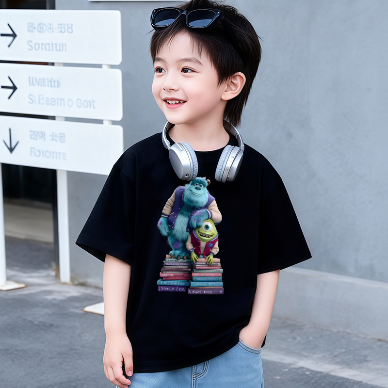 儿童装怪兽大学大眼仔男童短袖t恤纯棉夏装衣服小学生班服夏季