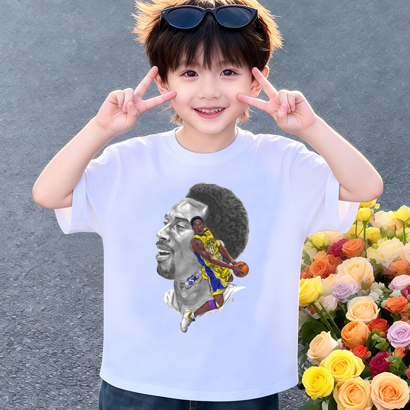 儿童装篮球明星湖人队科比男童短袖t恤纯棉夏装运动衣服胖大童潮