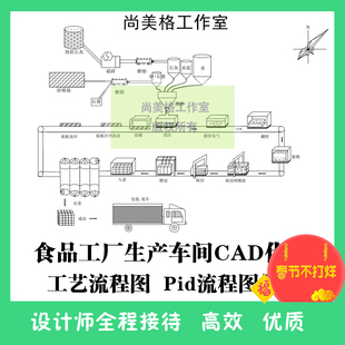 CAD代画工厂房生产车间设计布局图纸路线图Pid工艺制作流程图线条