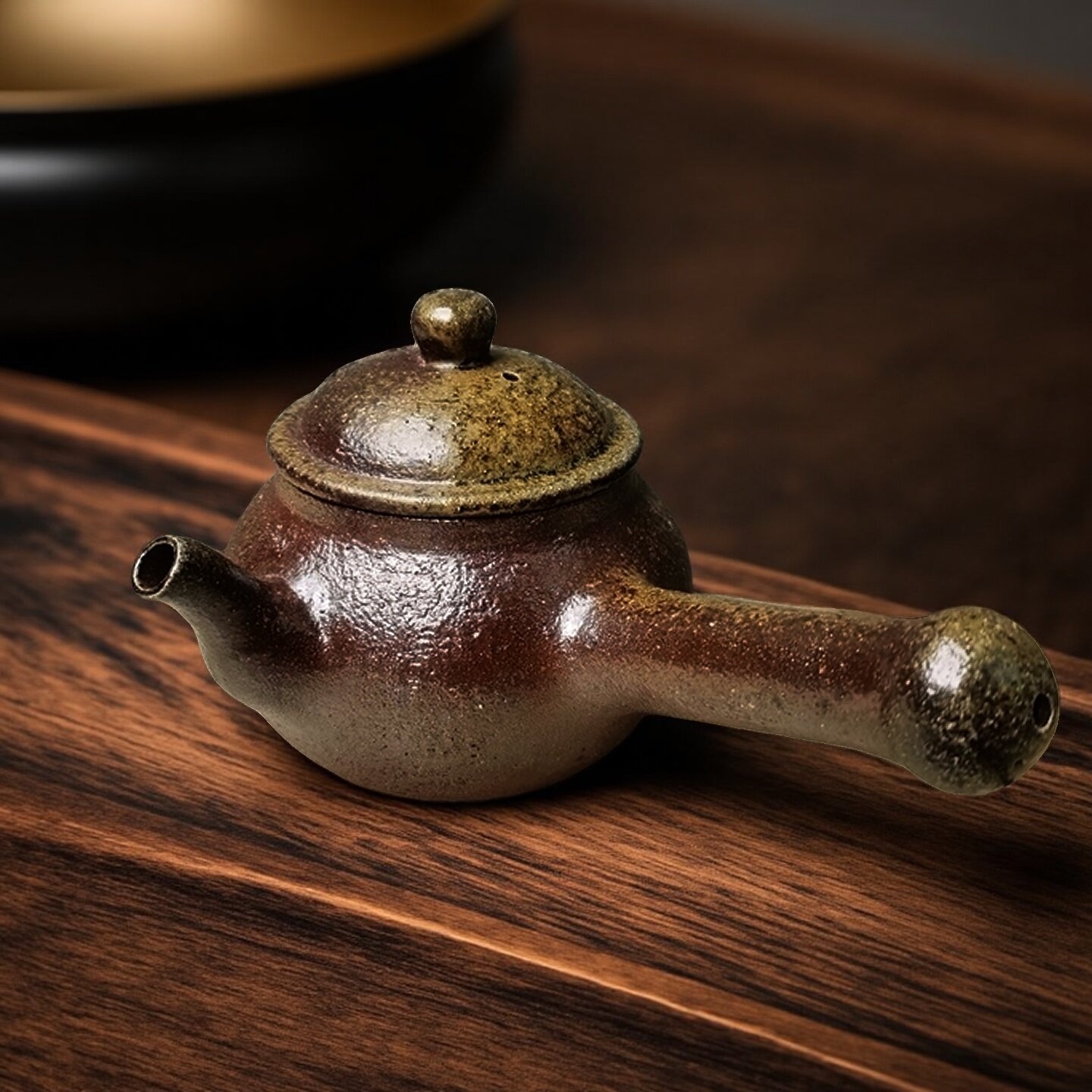 大理全手工粗陶侧把老岩泥煮茶壶