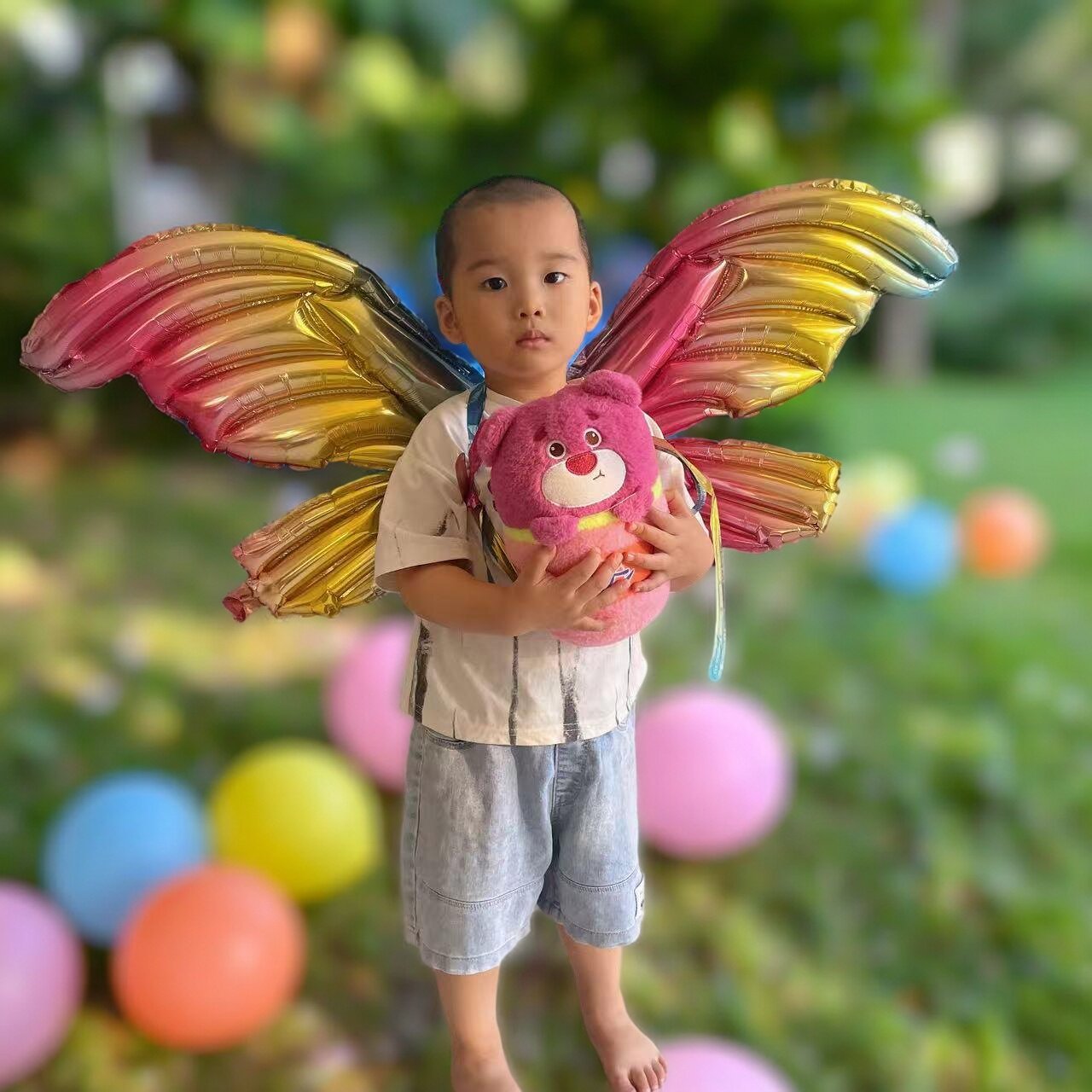 充气马卡龙蝴蝶网红翅膀生日派对气球装饰儿童幼儿园生日派对背饰