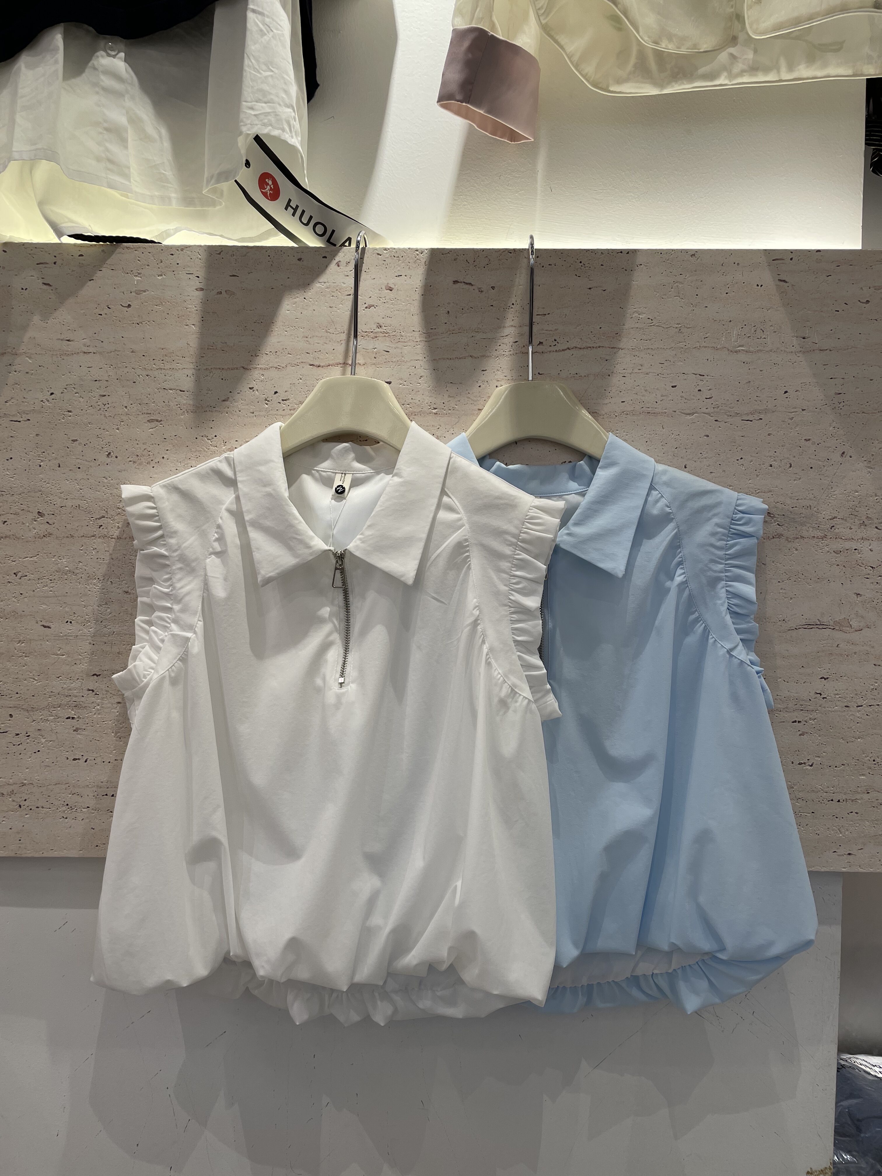 艾伊诺2601夏季新款韩版宽松显瘦百搭无袖衬衫女设计感小众上衣潮