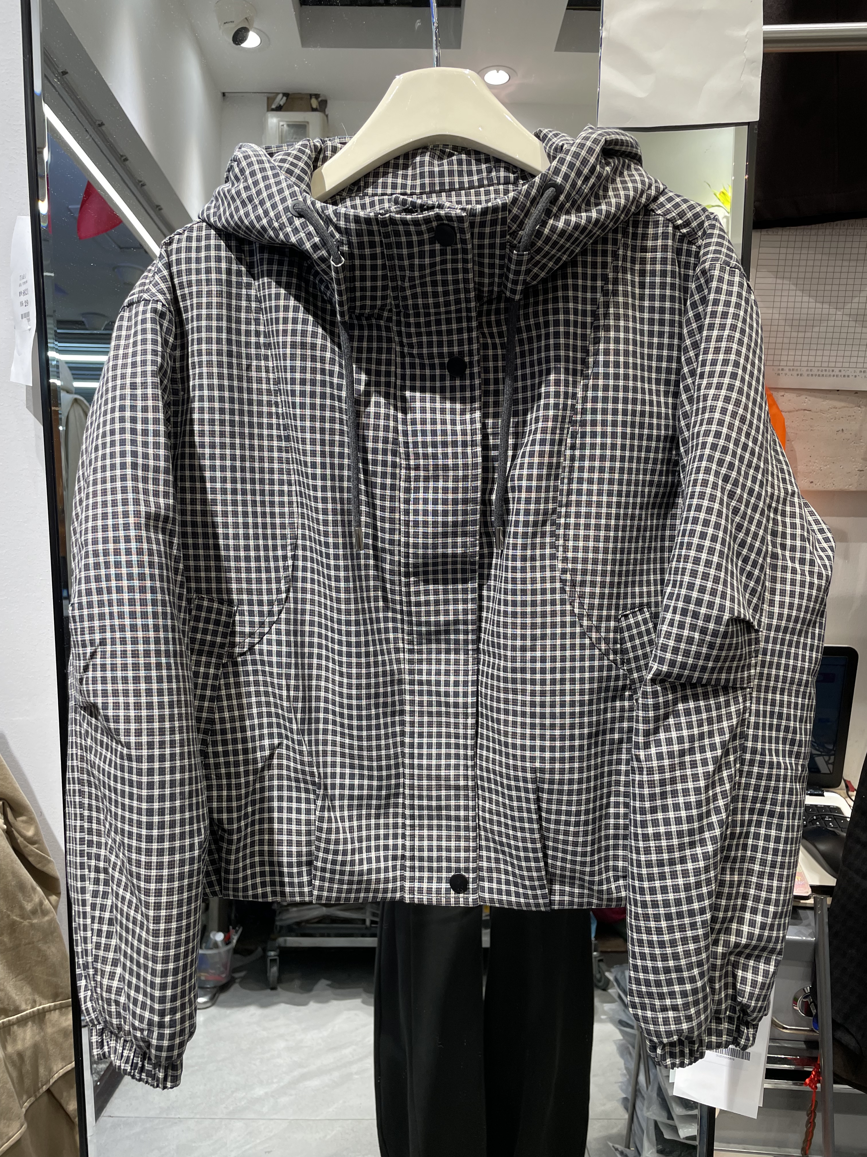 香魅儿B630冬加厚加棉连帽洋气百搭显瘦格子棉服小个子短款女外套