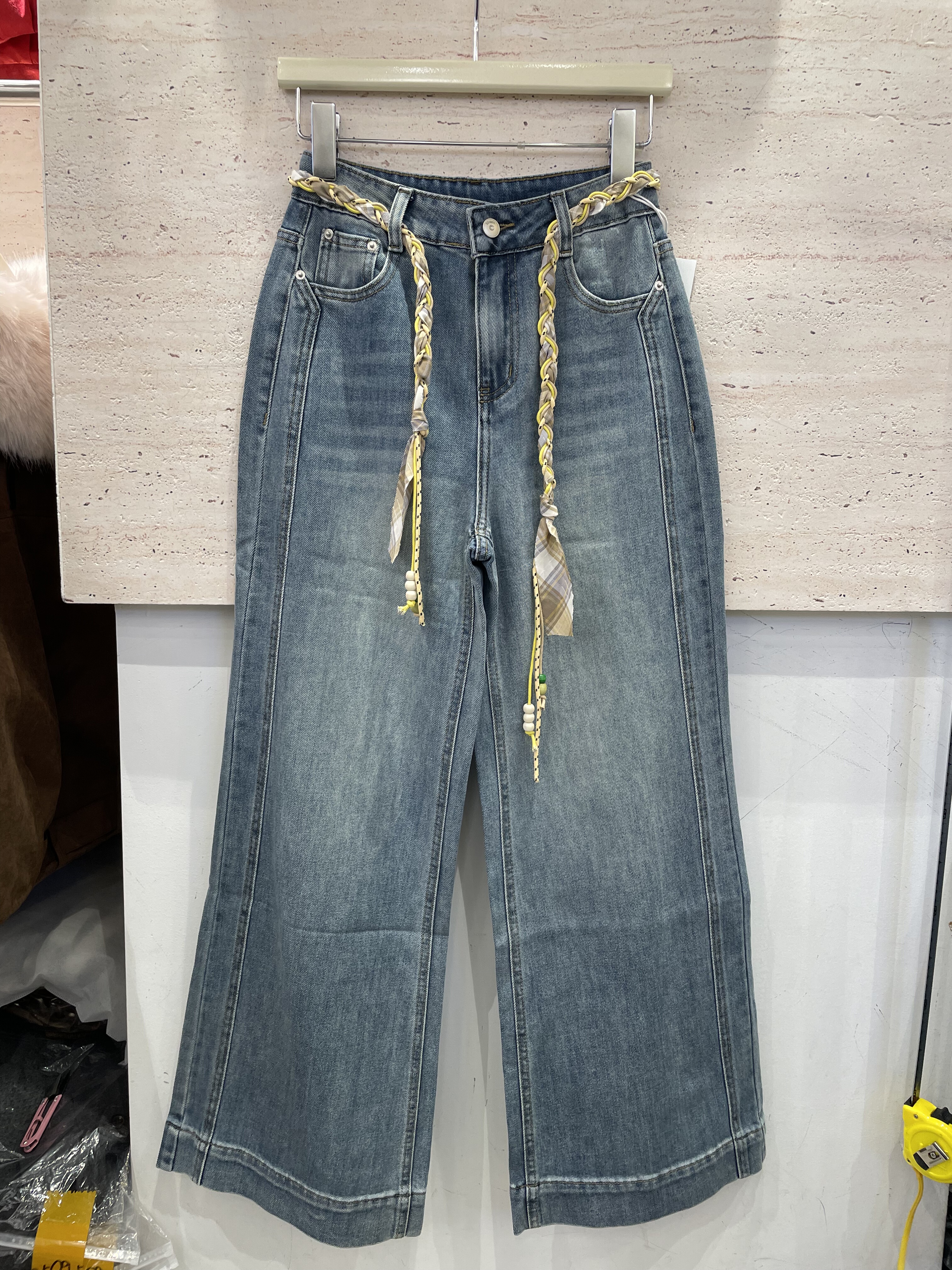 今喜7872春秋韩版百搭气质高腰显瘦九分直筒裤休闲阔腿牛仔女裤子