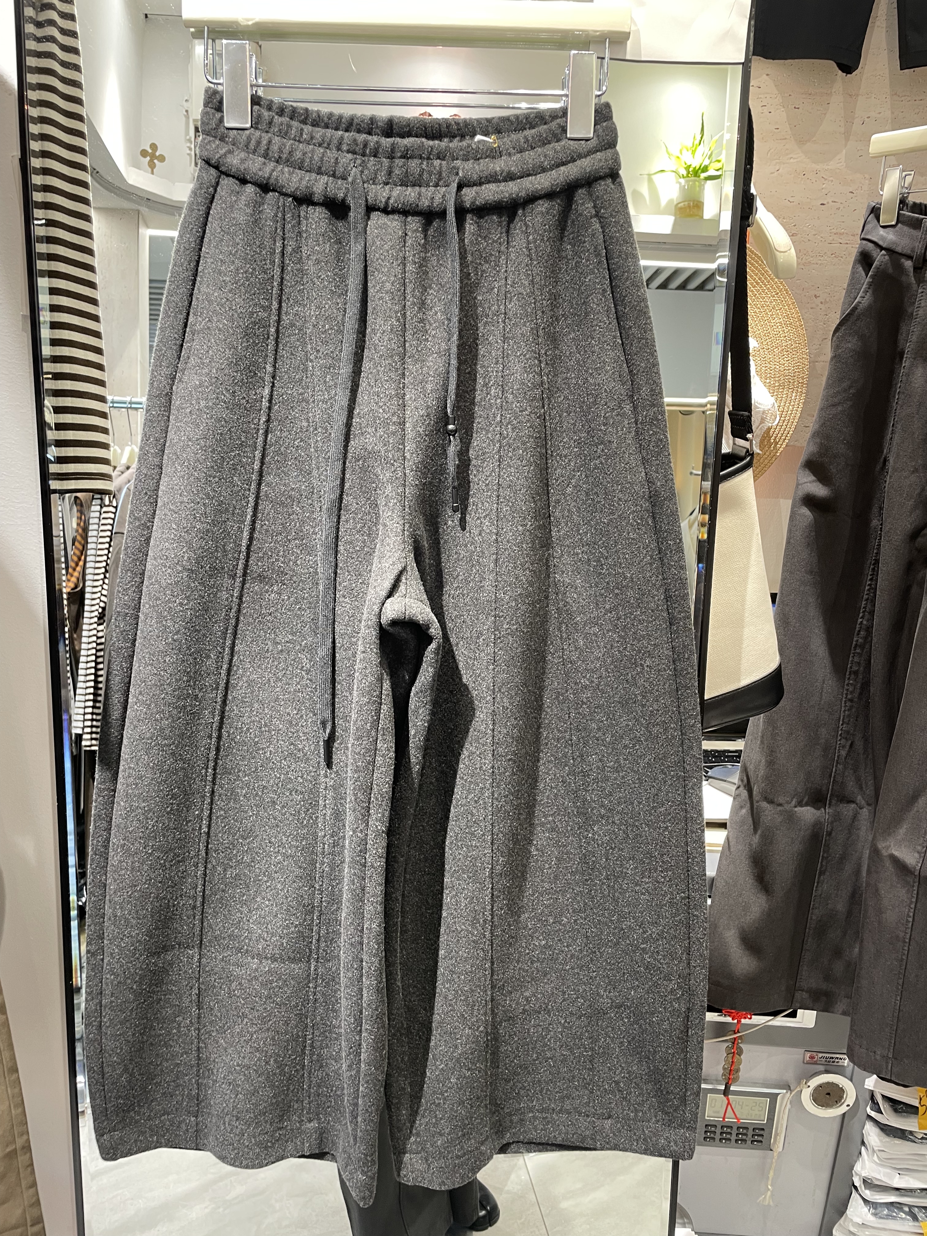 欧妮时格2675秋冬加厚高腰显瘦百搭直筒宽松休闲小个子九分女裤子