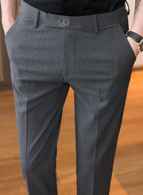 潮男裤子修身小脚春秋季春夏季休闲弹力商务高端西装休闲男士西裤