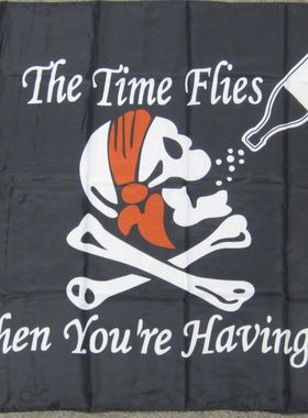TIME FLIES WHEN YOUR HAVING RUM PIRATE FLAG亚马逊WISH EBAY热