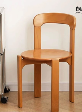 朗小木北欧实木餐椅设计师复古家用椅网红中古简约书桌椅子Rey椅