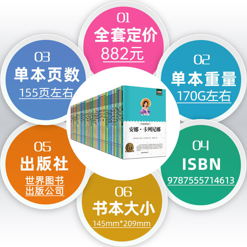 世界文学名著全49册中小学生青少年课外书籍文学小说正版