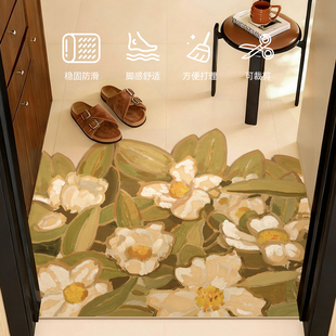 绽放中古风入户玄关地垫入户门地毯法式复古防滑垫大门口进门垫子