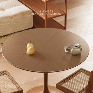 原木风圆桌垫防水防油防烫免洗餐桌桌布皮革圆形餐桌垫茶几台布垫