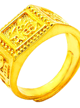 创缘男生戒指小镀黄金戒子开口