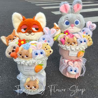 卡通动物毛绒玩偶花束创意