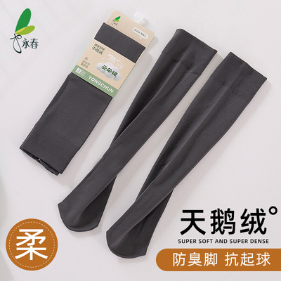 3双装永春3573超柔天鹅绒180D小腿袜春秋加厚纯色中筒袜堆堆袜子