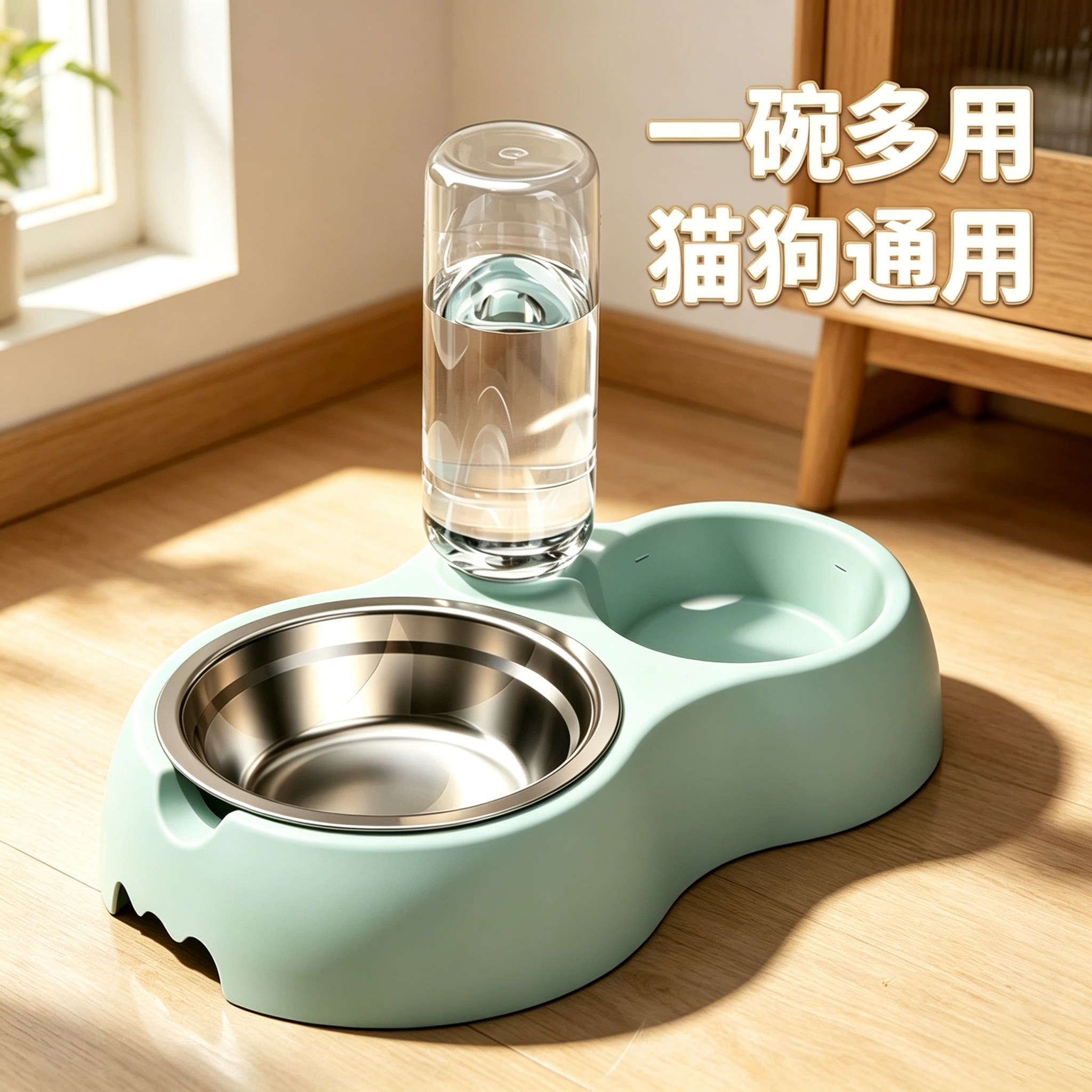 猫碗狗盆食喝水一体泰迪用品大全