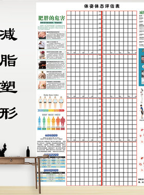 定制体态评估表瑜伽私教体位姿势身体评估背景墙体测表免费加logo