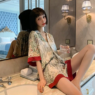 可外穿 夏季 睡衣女款 冰丝网红风2025新款 高级感夏天丝绸家居服套装