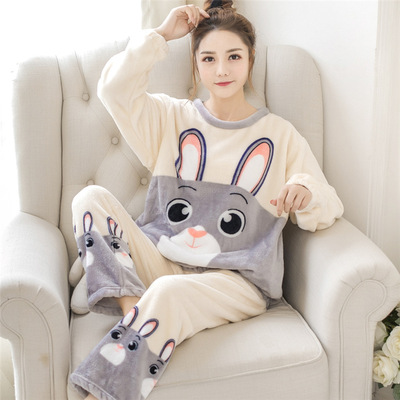 睡衣珊瑚绒少女兔子家居服可外穿