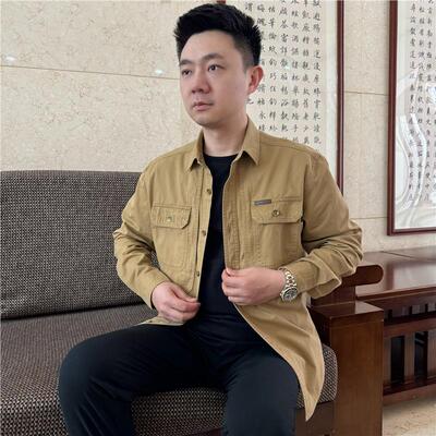 吉克金迪JKKD2025春秋新款男士长袖衬衫宽松休闲百搭纯色衬衣男装