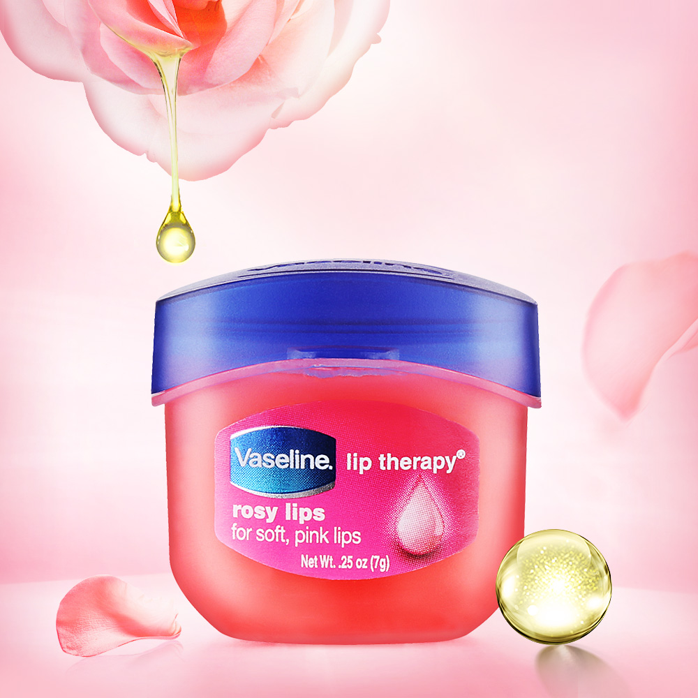 Vaseline/凡士林润唇膏玫瑰花蕾味7g缓解干裂无色晶冻唇膜滋润