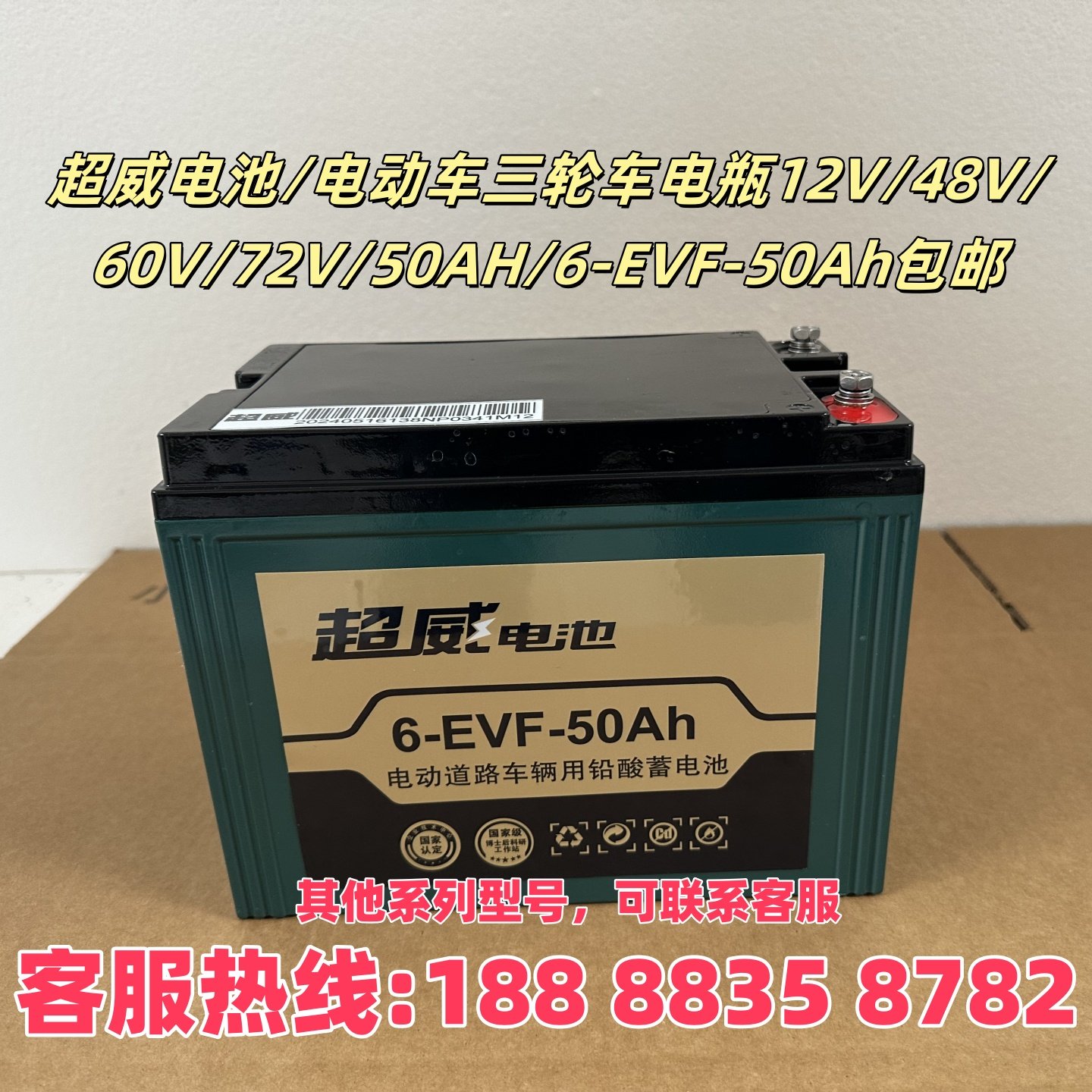 超威12V/48V/60V/72V/6-EVF-50Ah