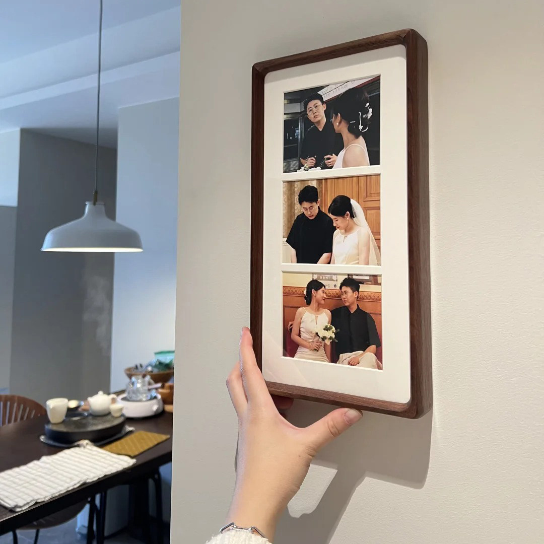 照片相框挂墙diy定制打印装裱做成实木高级感婚纱结婚礼物送新人