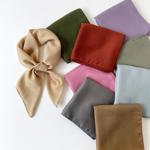 马来包头巾中东围巾春夏薄款70cm纯色小方巾人字纹丝巾围脖 scarf