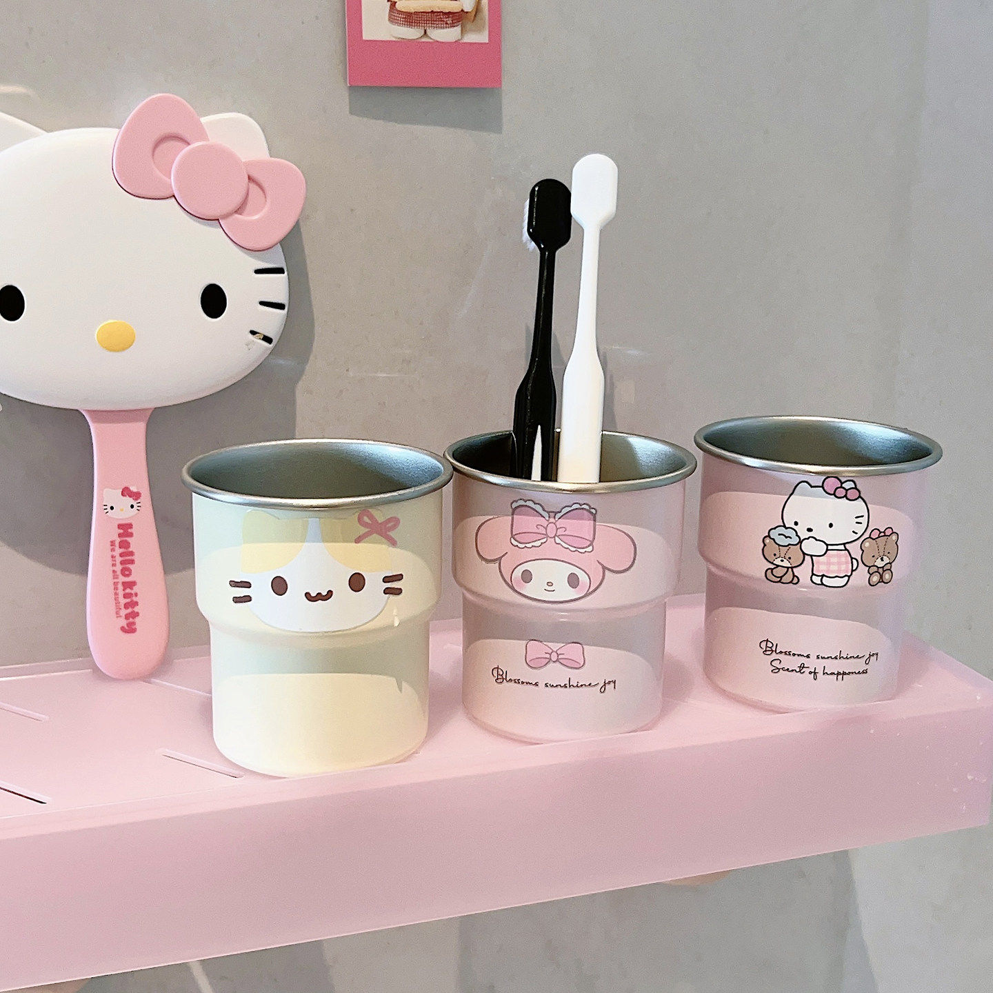 可爱kt猫漱口杯家用牙刷杯2025新款洗漱杯情侣学生不锈钢牙具杯