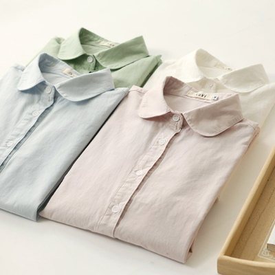 新款韩范纯棉白学生简约打底衬衣