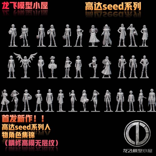 龙飞模型高达SEED驾驶员人物系列角色强袭高达场景制作打印GK白模