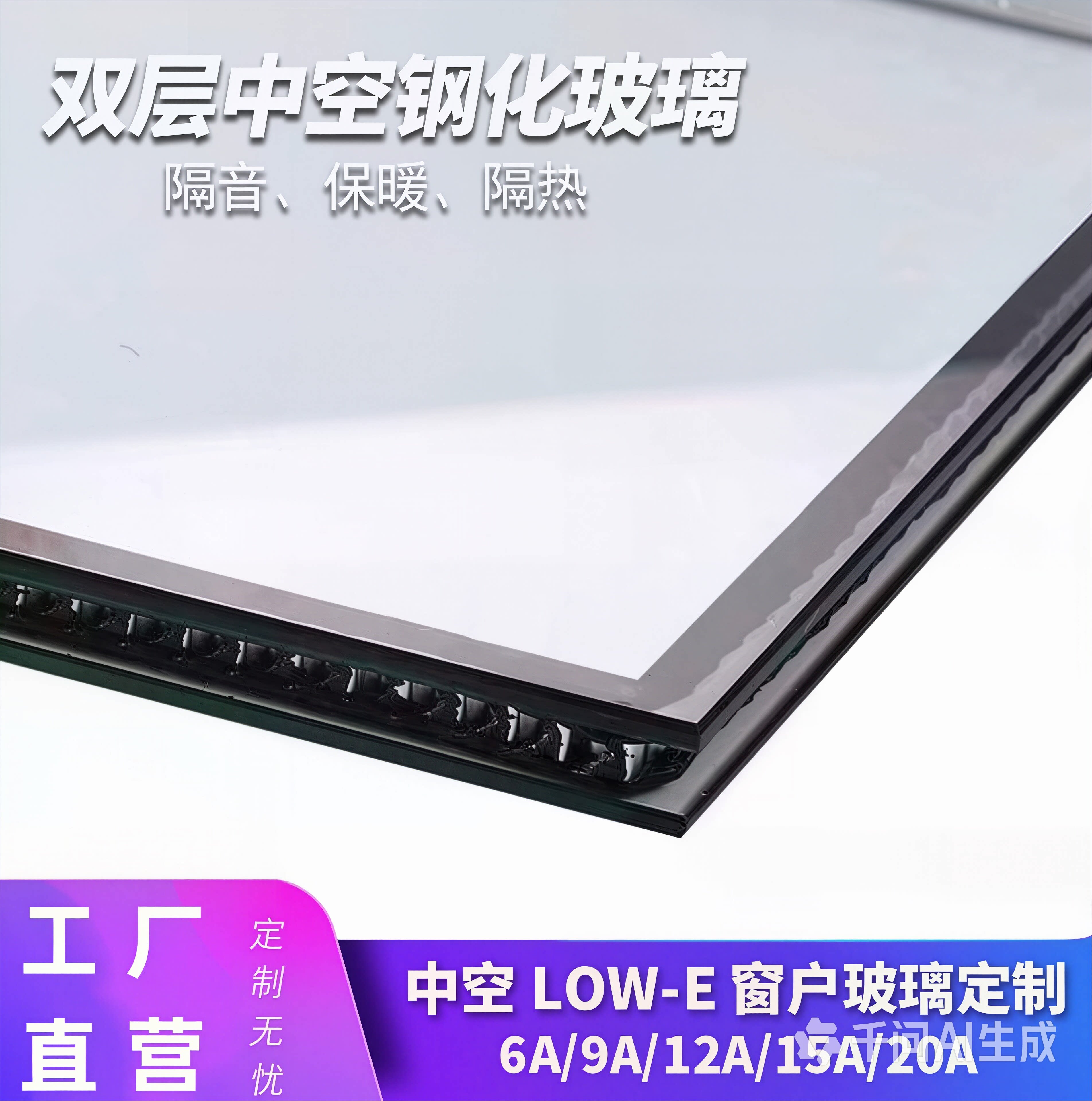 双层中空钢化玻璃隔音隔热定制图片
