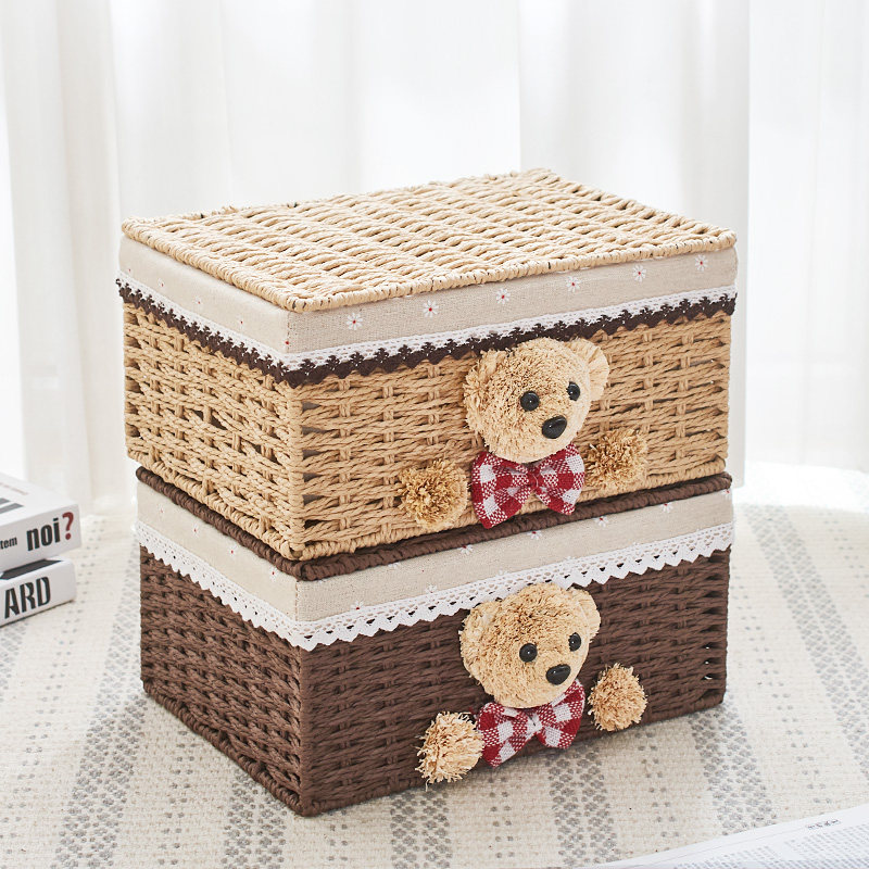 带盖收纳箱草编收纳篮桌面幼儿园玩具收纳筐零食面包篮藤编框奇鲁,收纳整理,其他收纳篮,淘宝优惠券,粉丝福利购,淘宝优惠卷