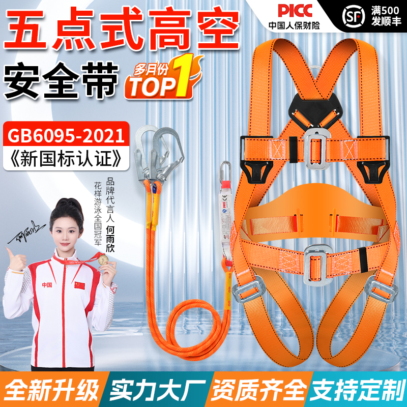5点式安全带高空作业坠落悬挂