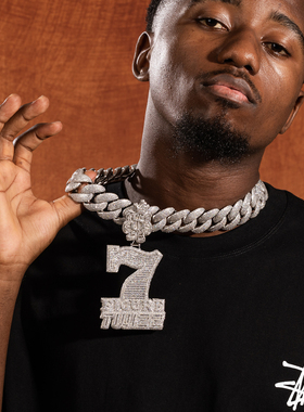 嘻哈数字7王冠美元战士项链