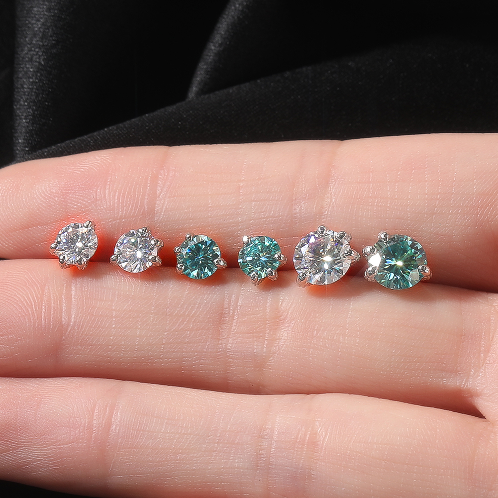 龙爪耳钉925银莫桑钻马尔代夫蓝百搭轻奢小众女街头潮男抖音同款