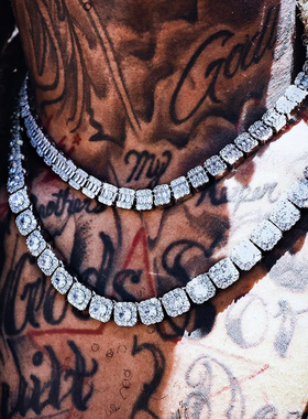 嘻哈冰糖项链超闪链男轻奢小众男款TravisScott同款iceoutChain